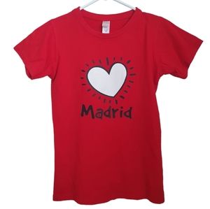 Madrid España Girl's Heart Red T-Shirt Sz Xs 7